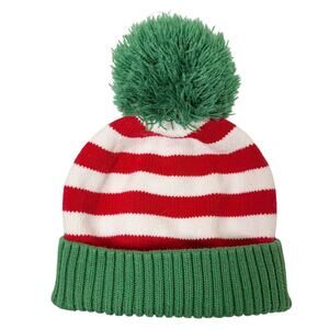 Hanna Andersson Striped Toddler Beanie Christmas Red, White, Green Pom Pom Sz S